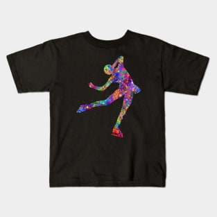 Ice skater watercolor art Kids T-Shirt